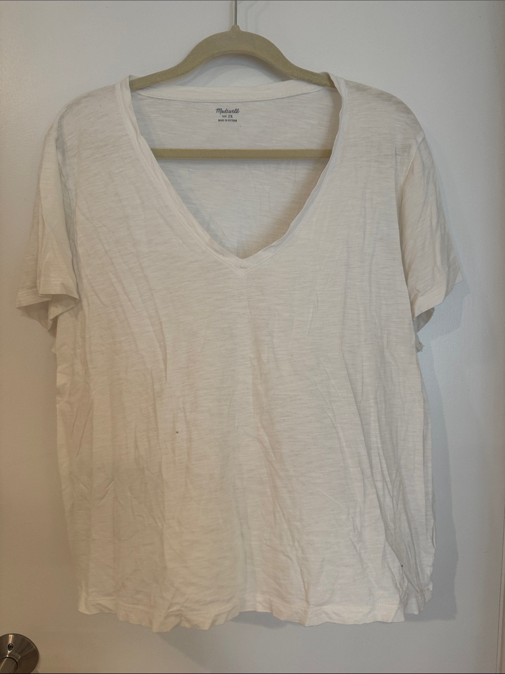 Madewell Cream V-Neck Short Sleeve Tee